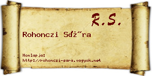 Rohonczi Sára névjegykártya